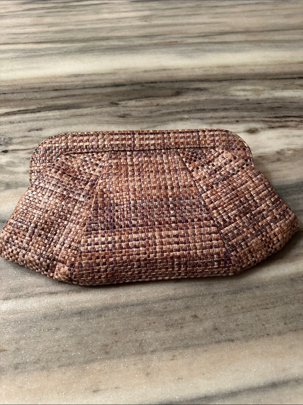 LAUREN MERKIN WOVEN RAFIA CLUTCH